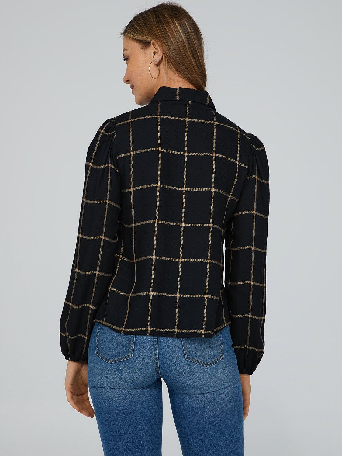Plaid Button-Front Blouse sold by Suzy Shier product image thumbnail 4