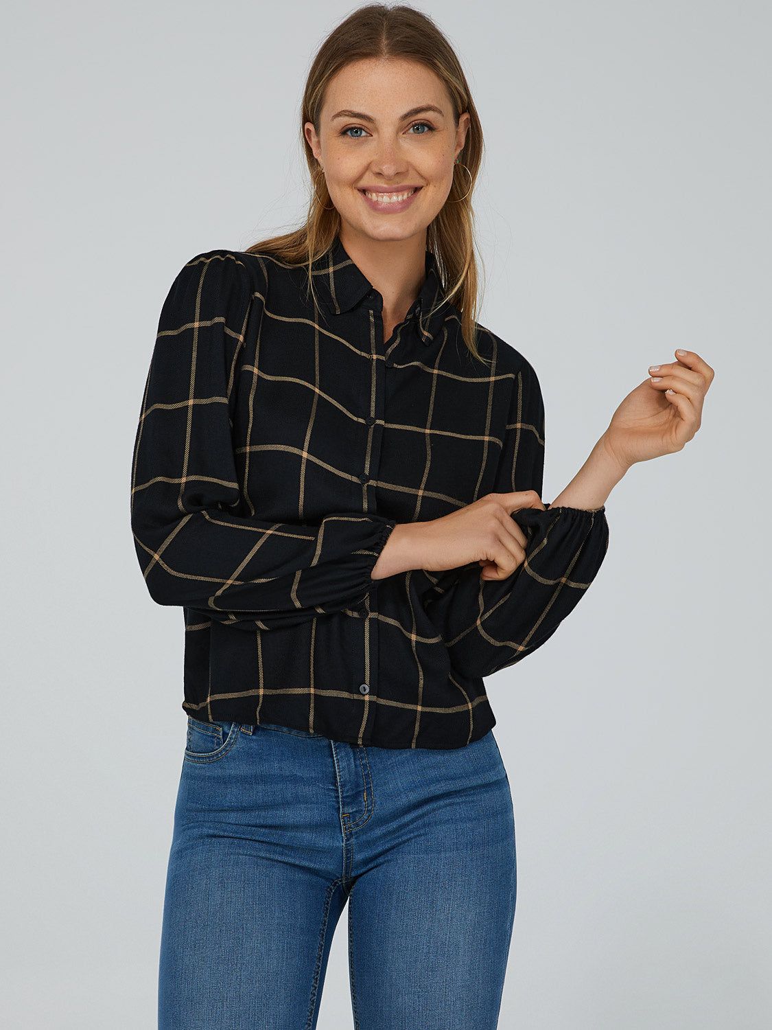 Plaid Button-Front Blouse sold by Suzy Shier product image thumbnail 2