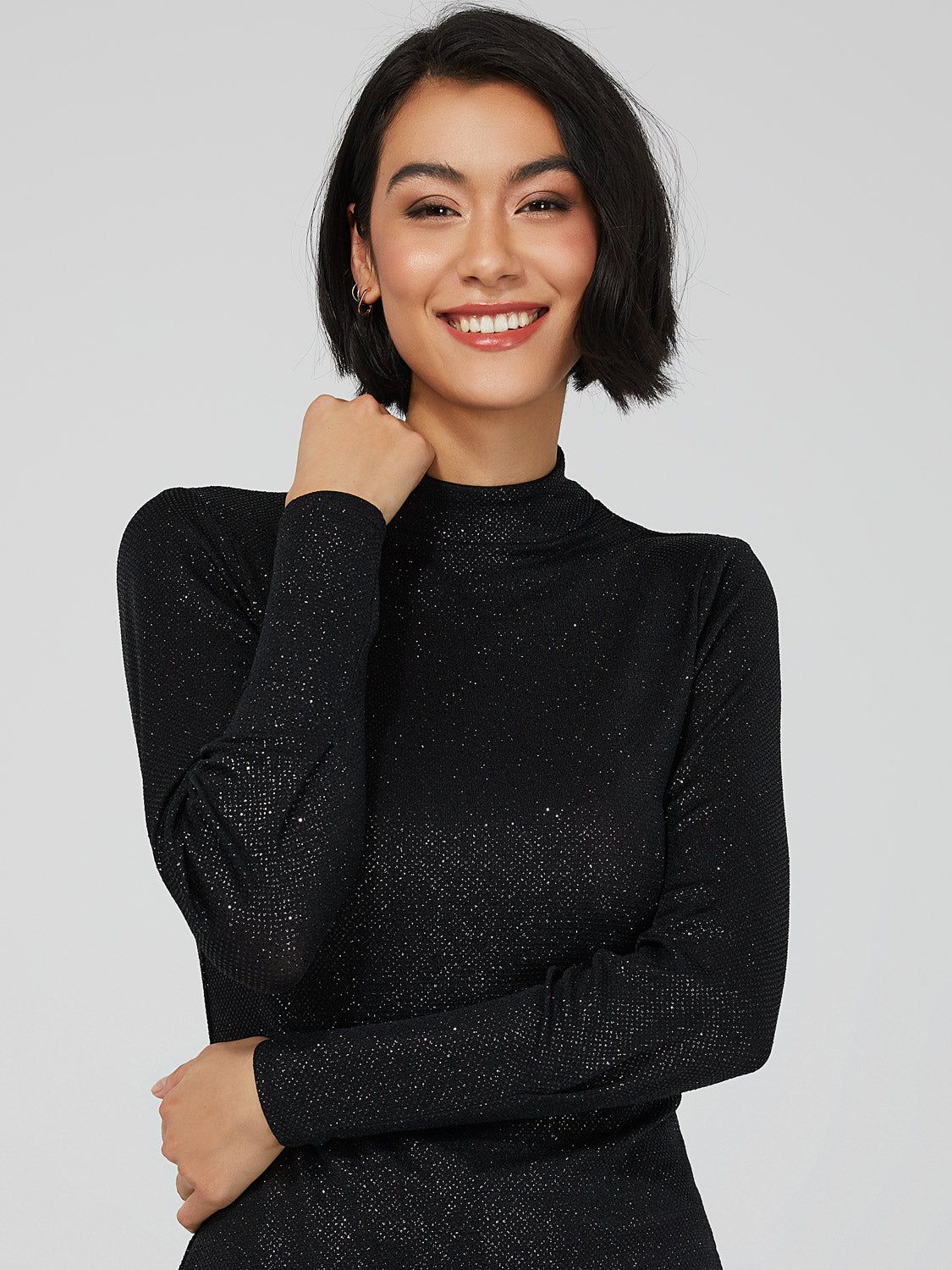 Metallic Glitter Puff Sleeve Top sold by Suzy Shier product image thumbnail 2