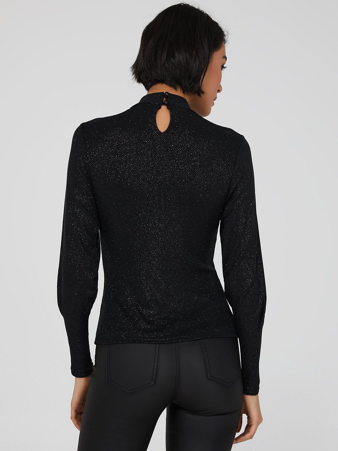 Metallic Glitter Puff Sleeve Top sold by Suzy Shier product image thumbnail 5