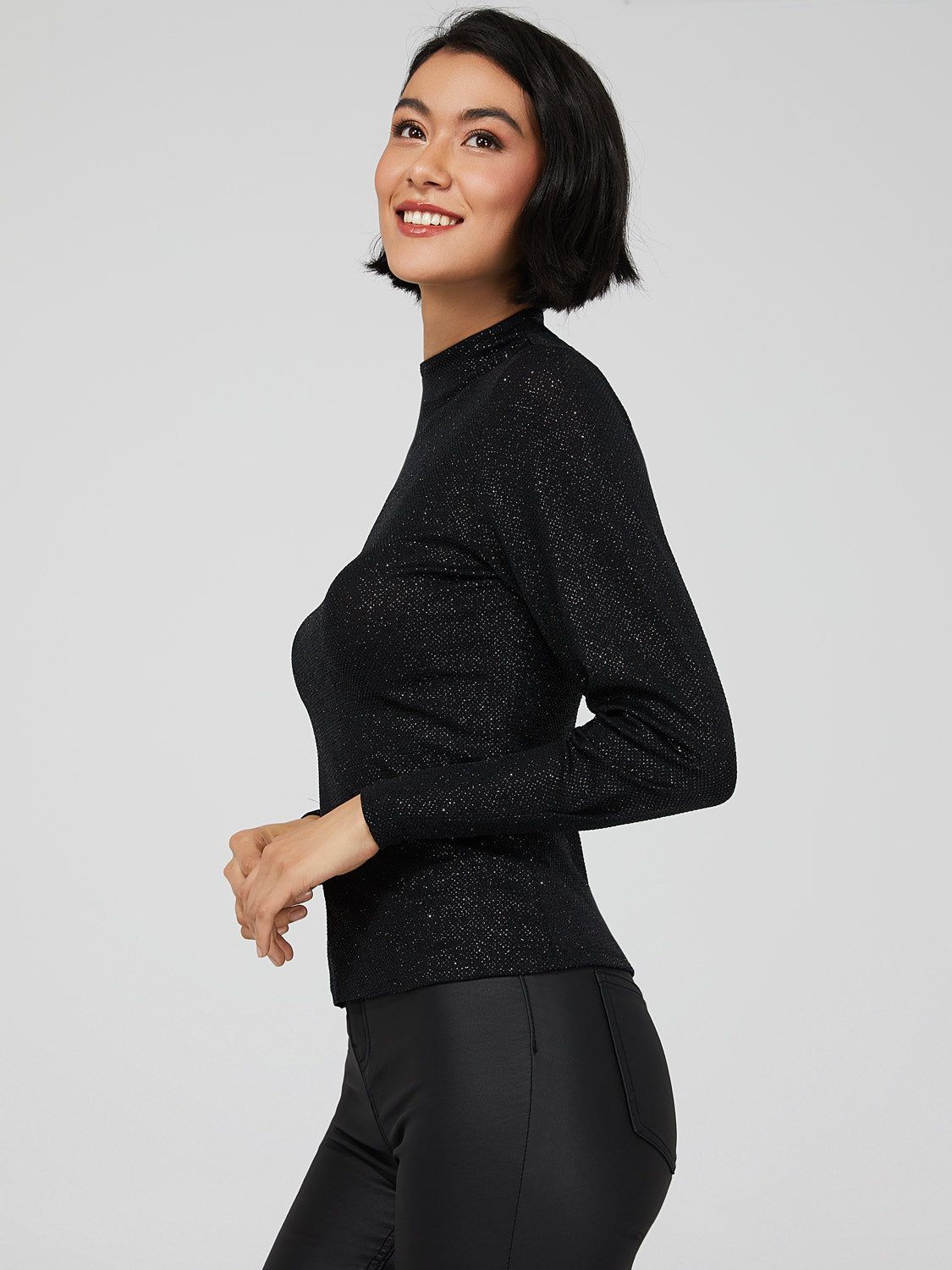 Metallic Glitter Puff Sleeve Top sold by Suzy Shier product image thumbnail 4