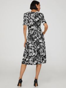 Floral Print Crossover Midi Dress sold by Suzy Shier
