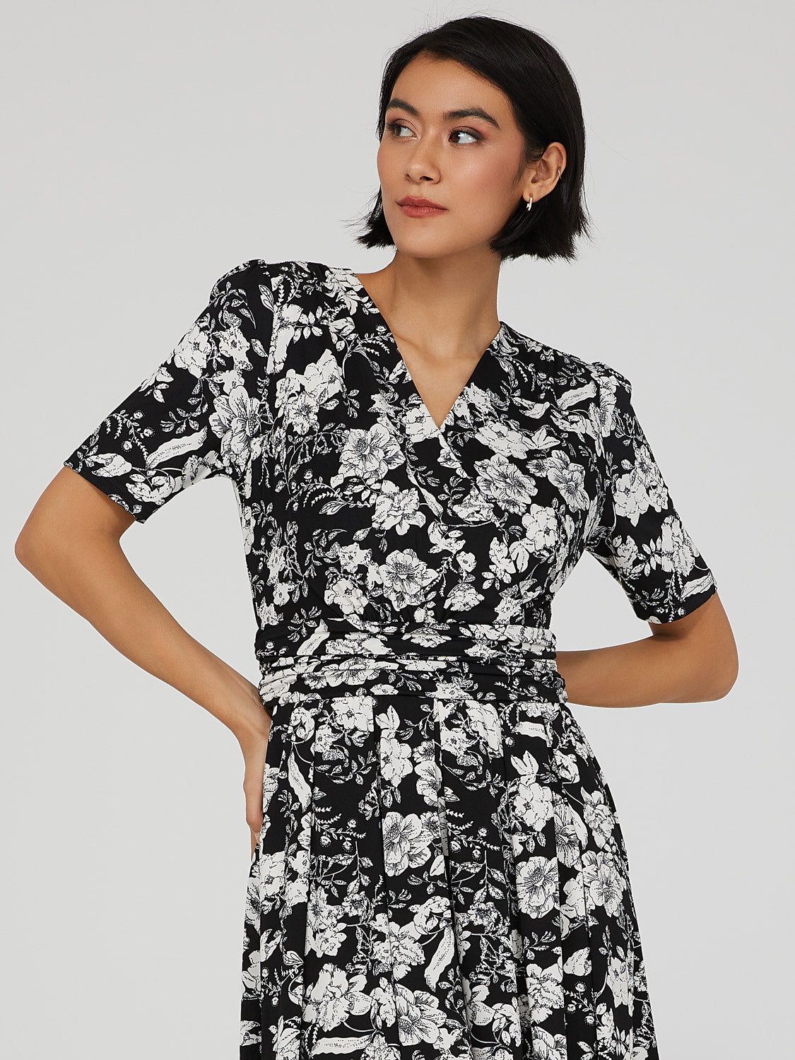 Floral Print Crossover Midi Dress sold by Suzy Shier product image thumbnail 3