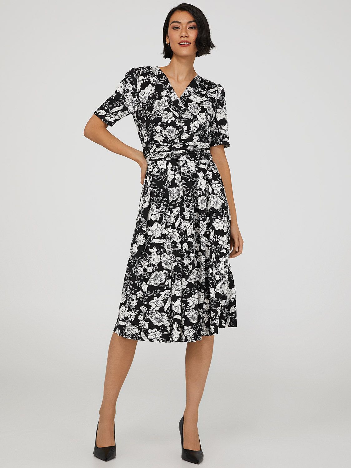 Floral Print Crossover Midi Dress sold by Suzy Shier