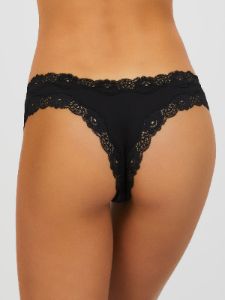 Lace Trim Thong Panty sold by Suzy Shier