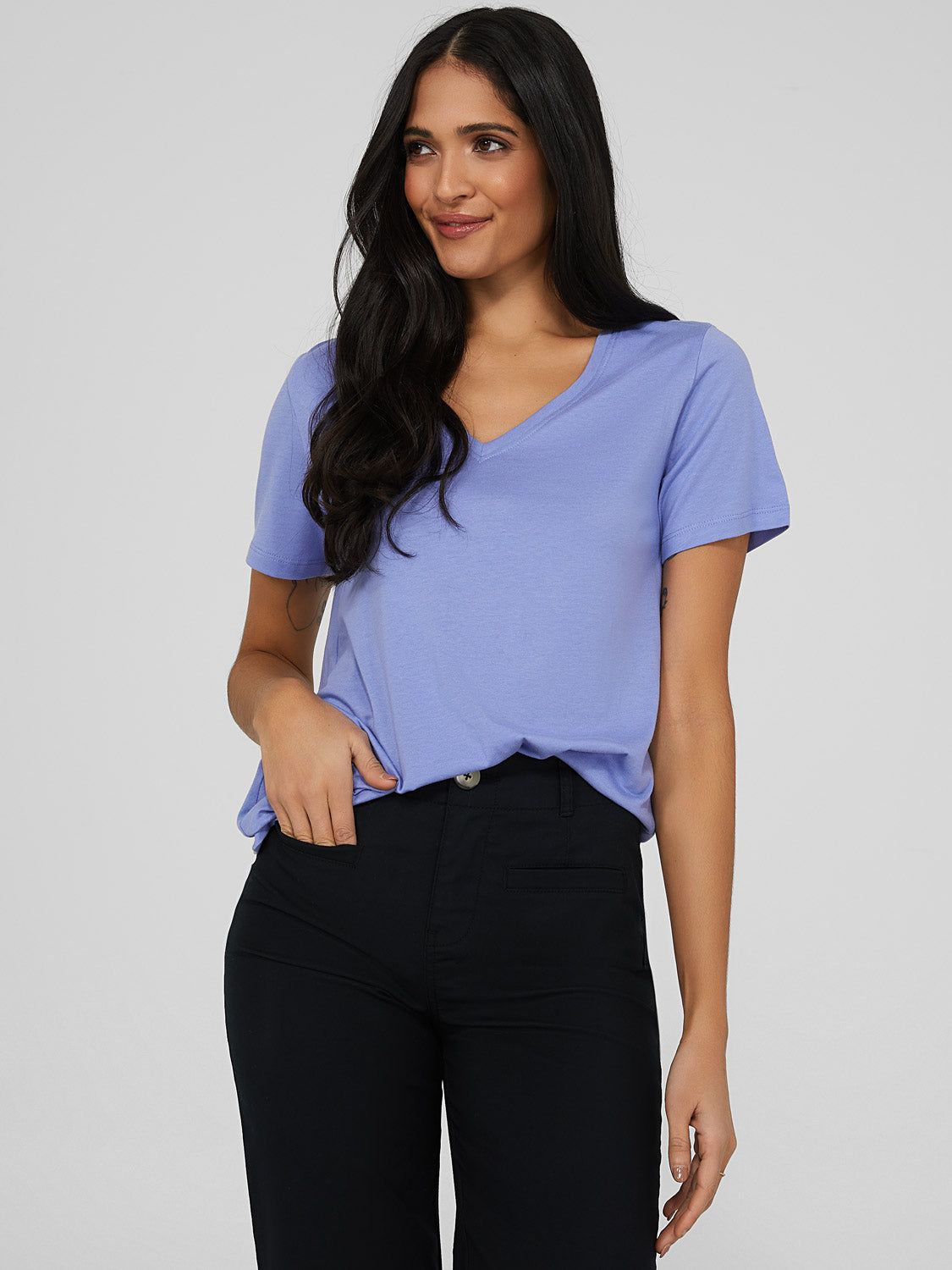 Relaxed Fit V-Neck Top sold by Suzy Shier