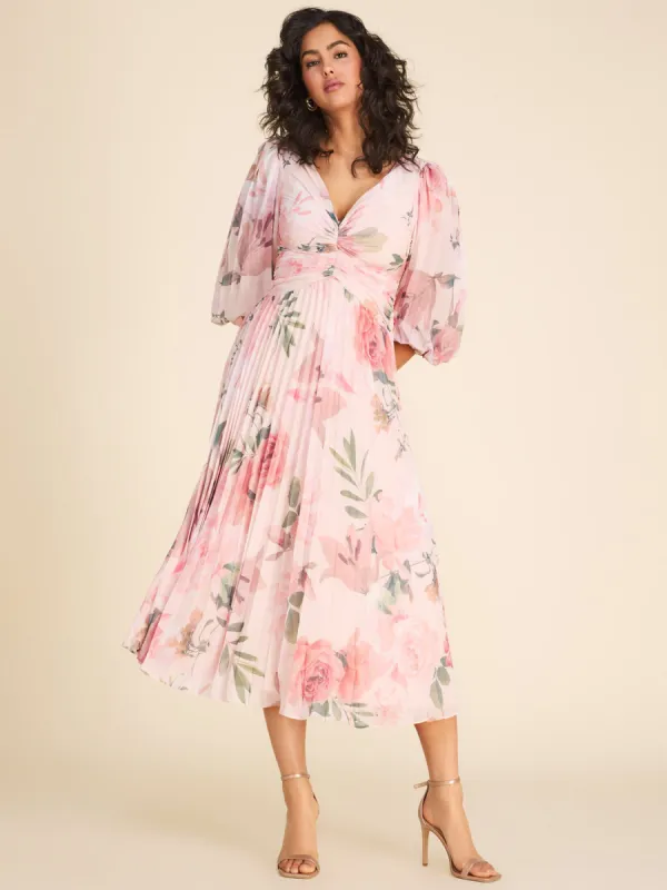 Floral Printed Pleated Midi Dress sold by Suzy Shier