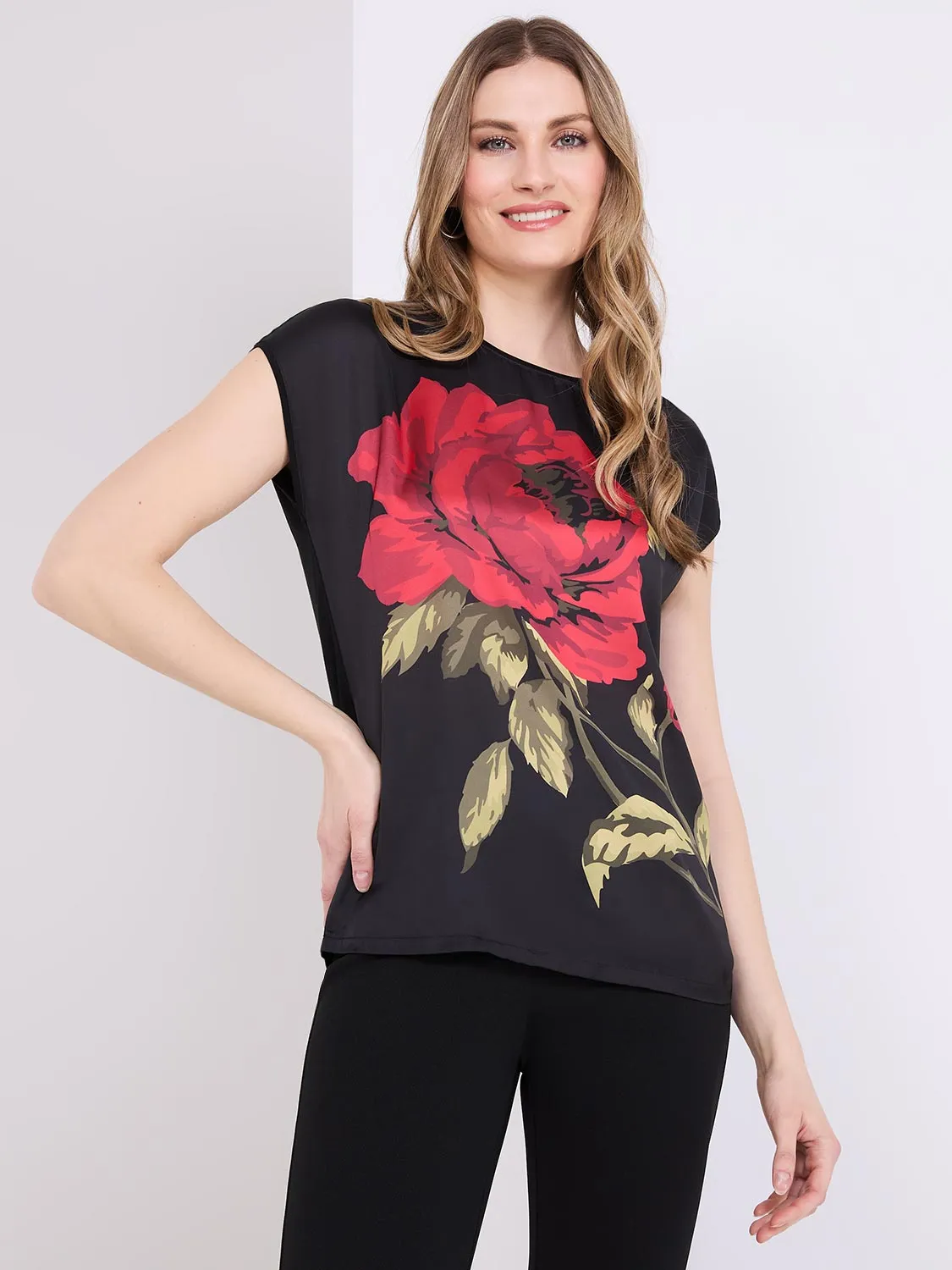 Floral Print Satin Dolman Sleeve Top sold by Suzy Shier product image thumbnail 2