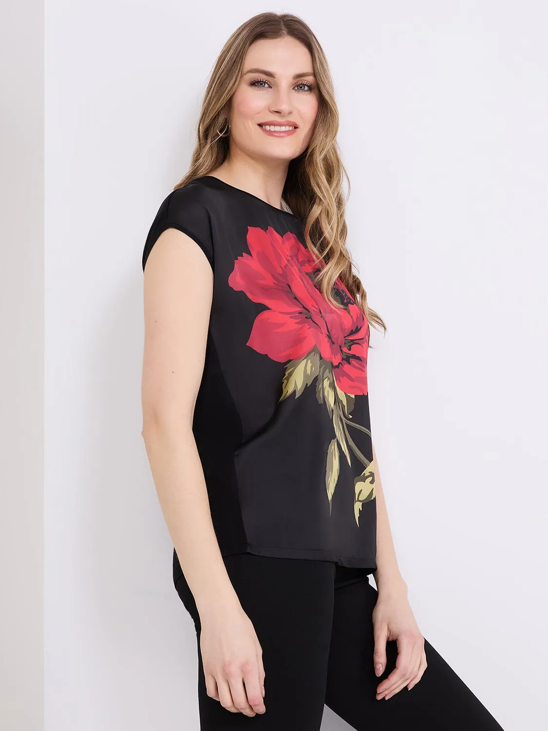 Floral Print Satin Dolman Sleeve Top sold by Suzy Shier product image thumbnail 3
