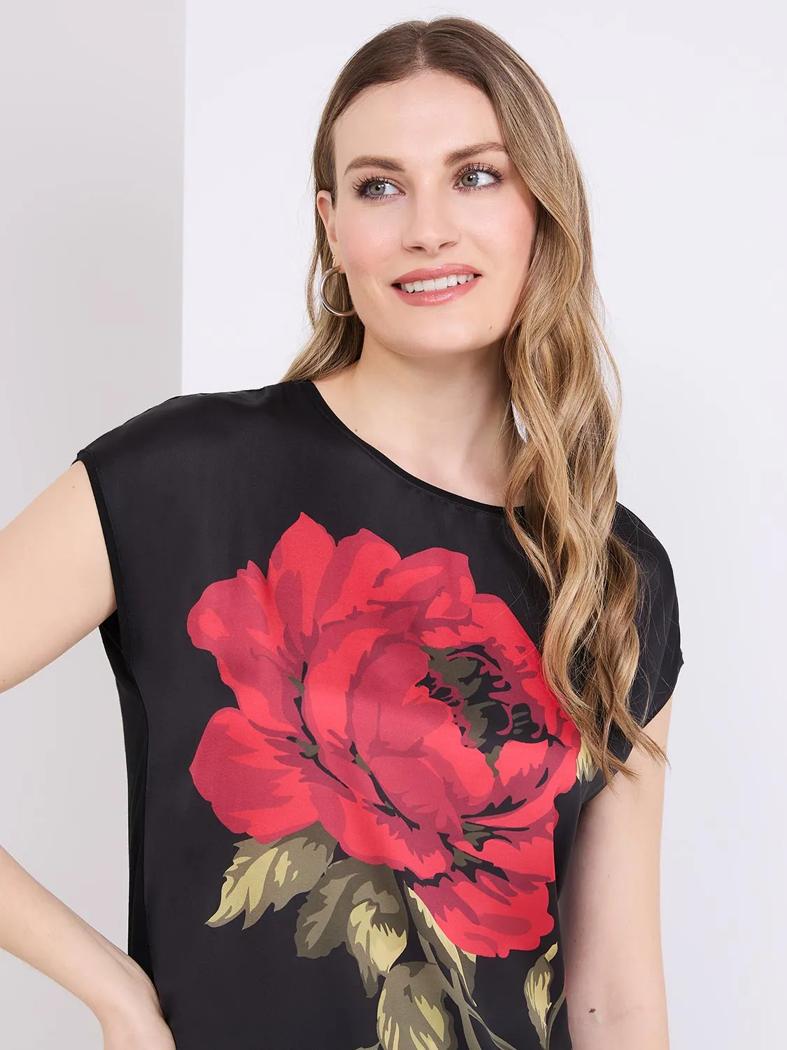 Floral Print Satin Dolman Sleeve Top sold by Suzy Shier