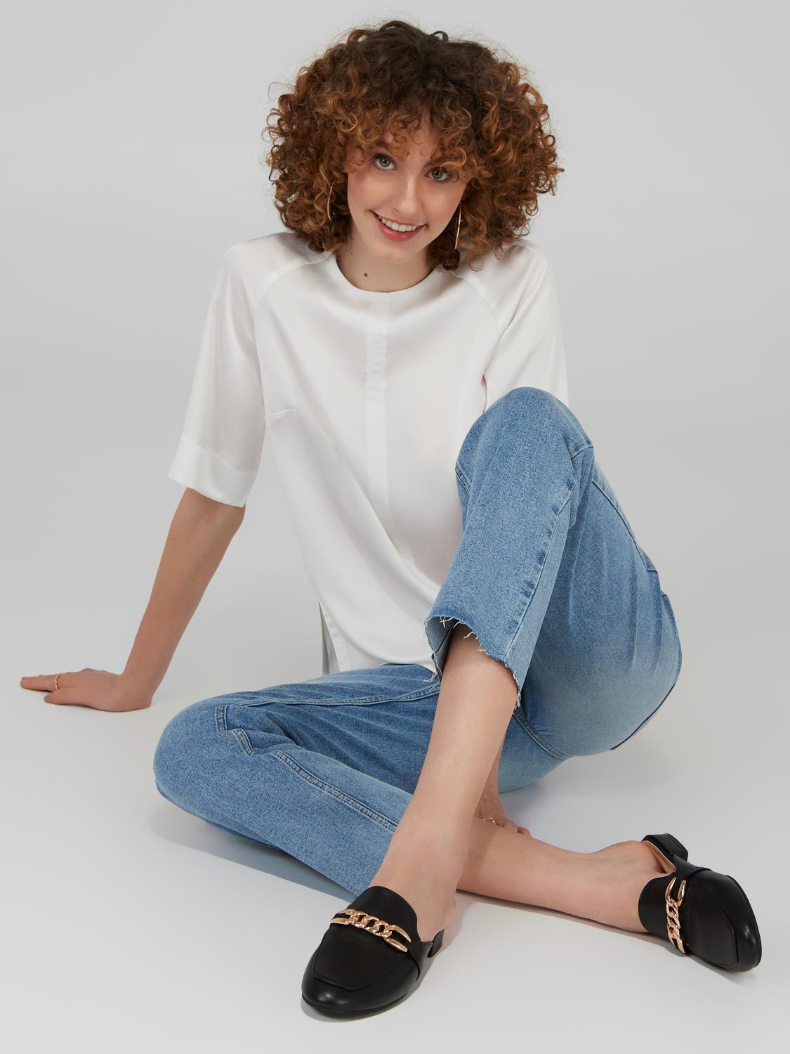 Slide-On Loafers With Gold Chain sold by Suzy Shier