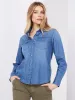 Denim Button-Front Blouse sold by Suzy Shier
