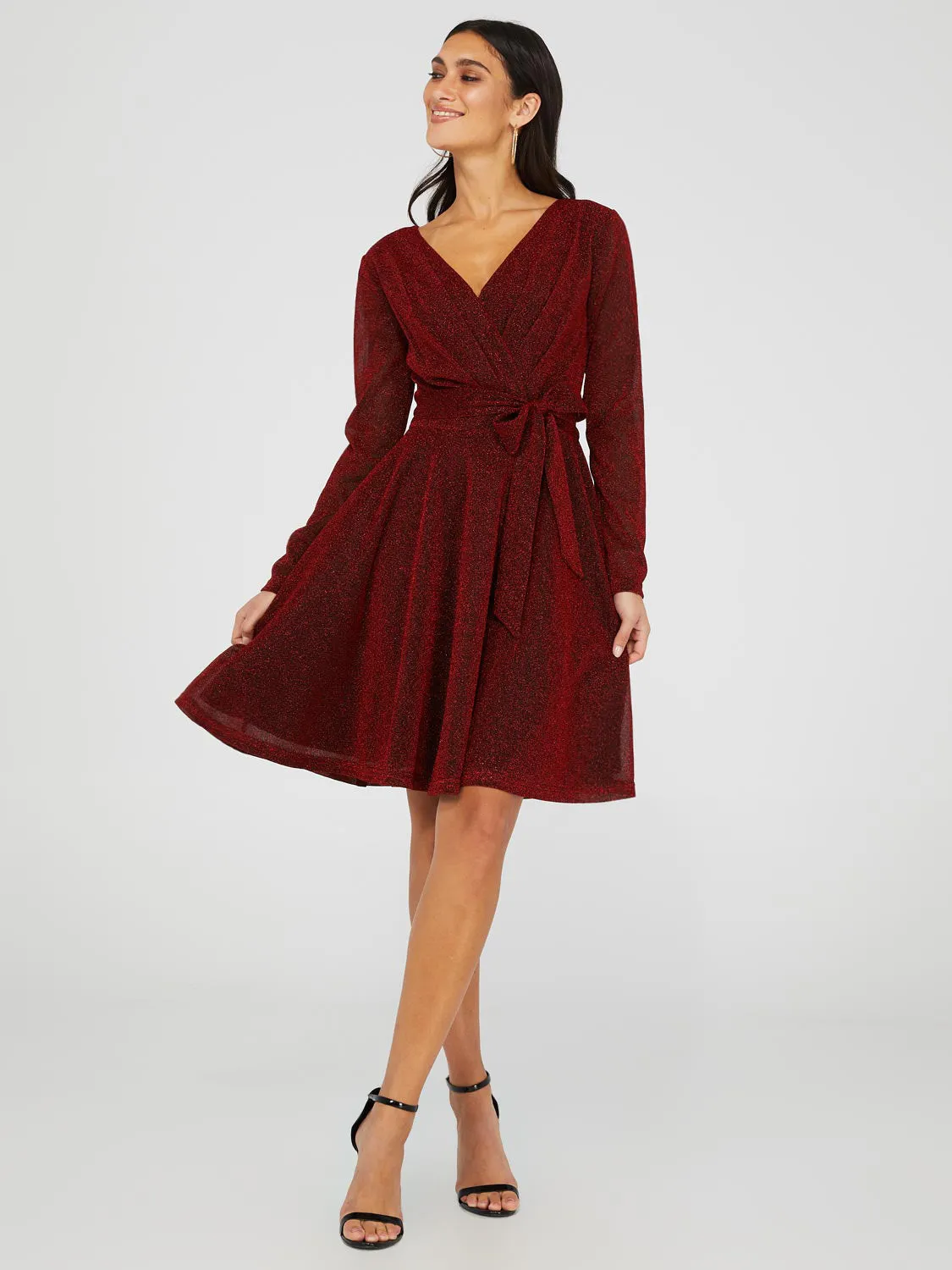 Shimmer Crossover Fit & Flare Dress sold by Suzy Shier product image thumbnail 2