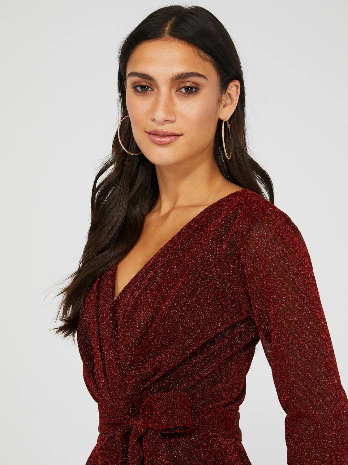 Shimmer Crossover Fit & Flare Dress sold by Suzy Shier product image thumbnail 4