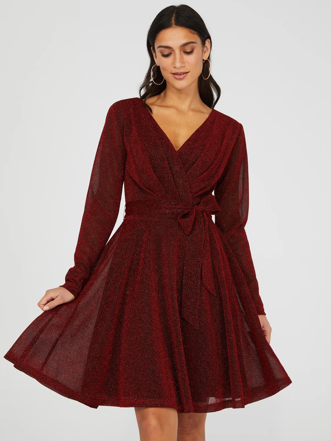 Shimmer Crossover Fit & Flare Dress sold by Suzy Shier product image thumbnail 3