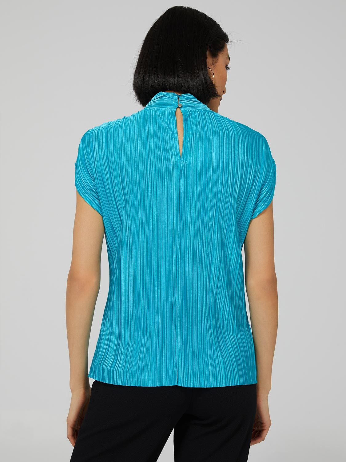Short Sleeve Mock Neck Plisse Top sold by Suzy Shier product image thumbnail 4