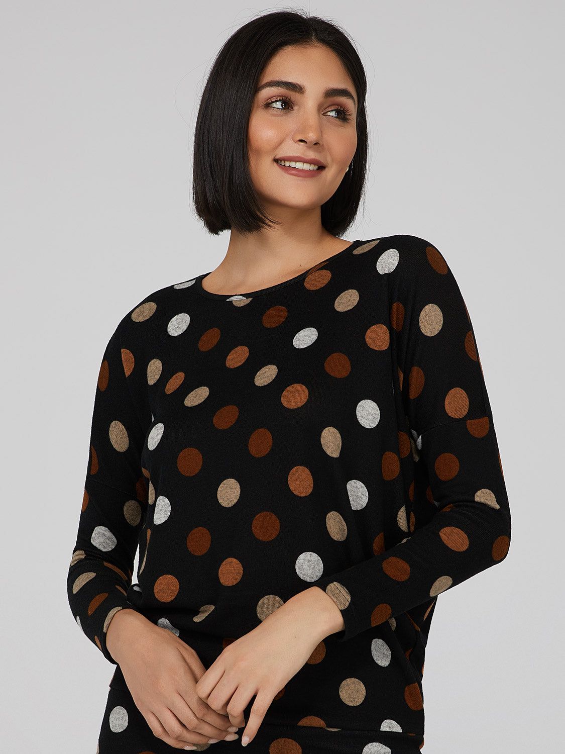 Polka Dot Crew Neck Top sold by Suzy Shier