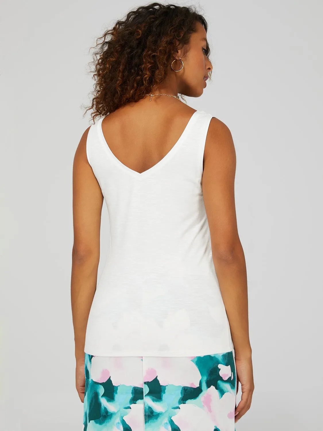 V-Neck Tank Top With Satin Detail sold by Suzy Shier product image thumbnail 5