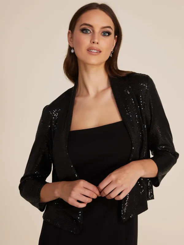 3/4 Sleeve Allover Sequin Cover-Up sold by Suzy Shier