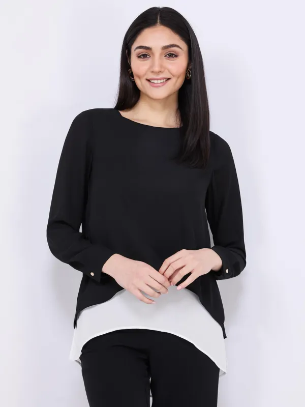 Colour Block Layered Tunic Top sold by Suzy Shier