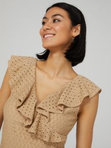 Sleeveless Ruffle Crossover Eyelet Top sold by Suzy Shier