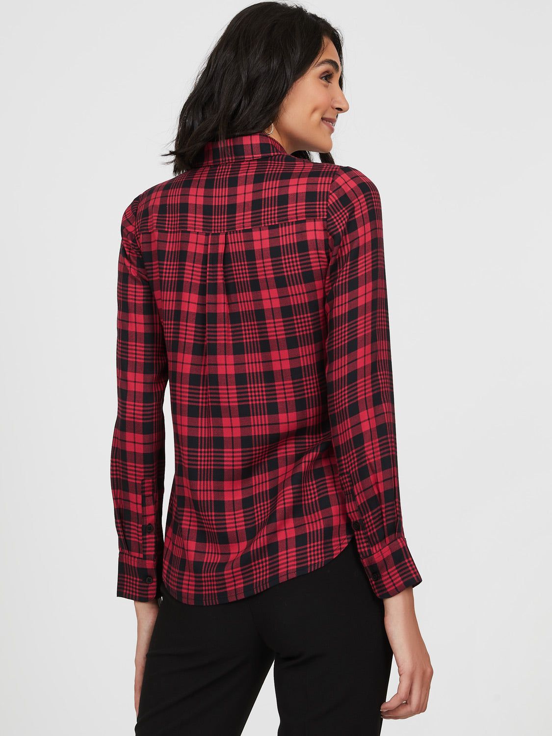 Plaid Button-Front Overshirt sold by Suzy Shier product image thumbnail 4