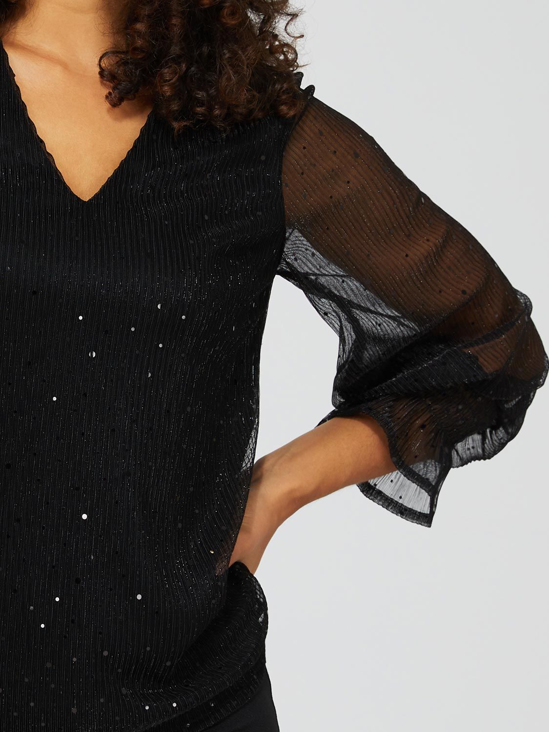 Glitter Crinkle Mesh Long Sleeve Top sold by Suzy Shier product image thumbnail 4