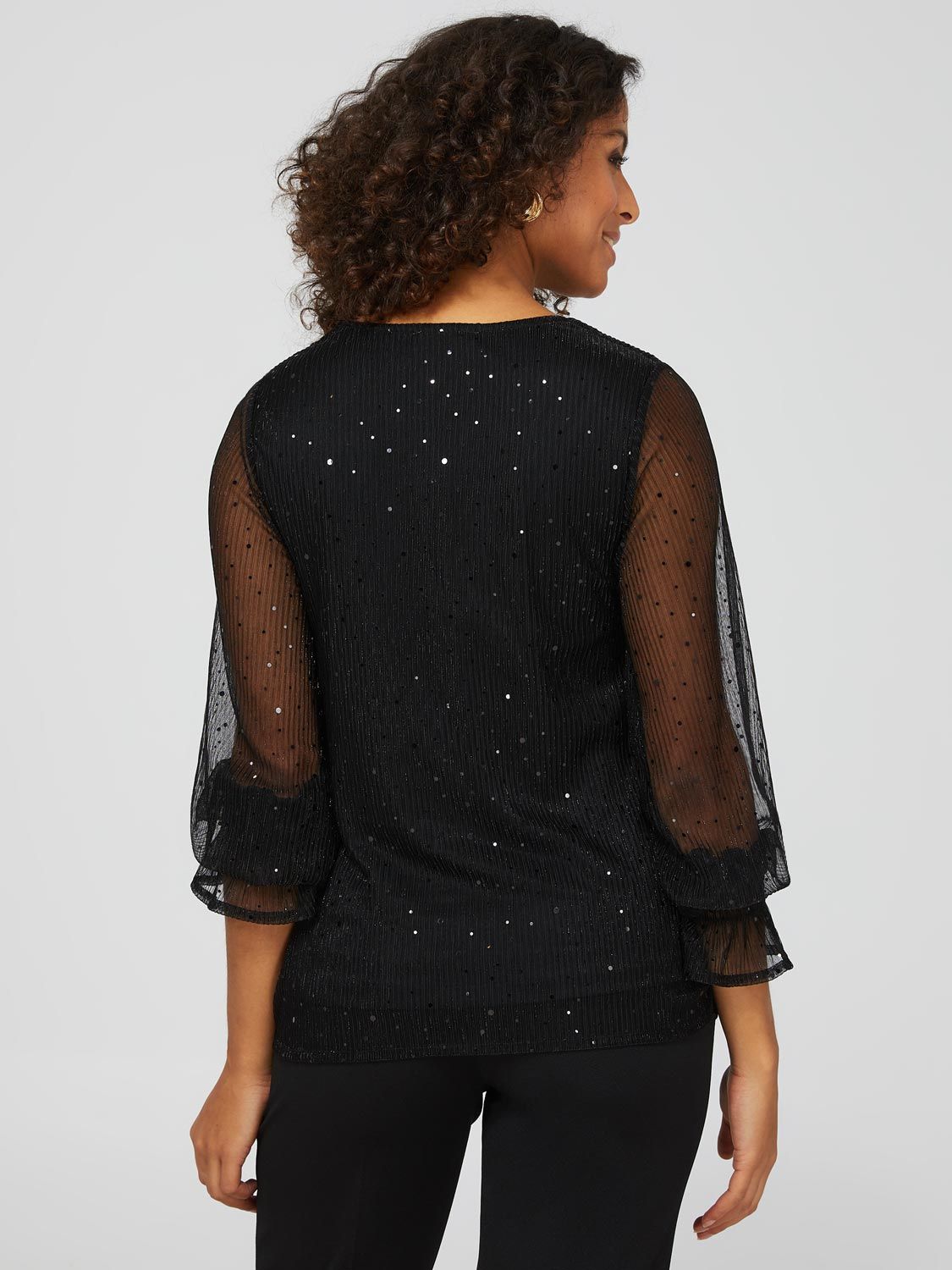 Glitter Crinkle Mesh Long Sleeve Top sold by Suzy Shier product image thumbnail 5