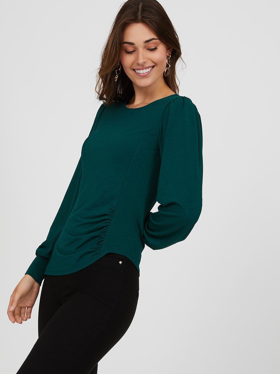 Ruched Hem Puff Sleeve Top sold by Suzy Shier product image thumbnail 3