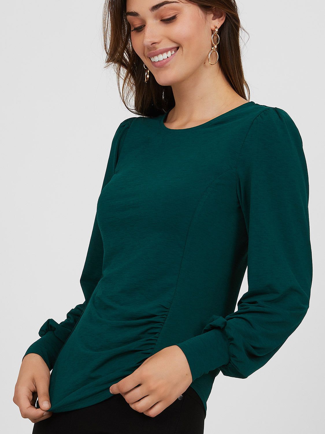 Ruched Hem Puff Sleeve Top sold by Suzy Shier product image thumbnail 2