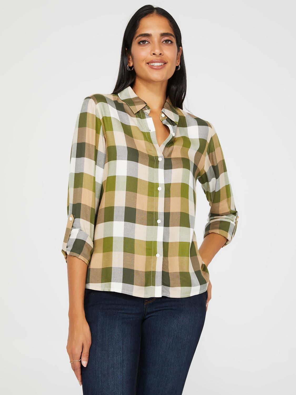 Plaid Button-Front Blouse sold by Suzy Shier product image thumbnail 3