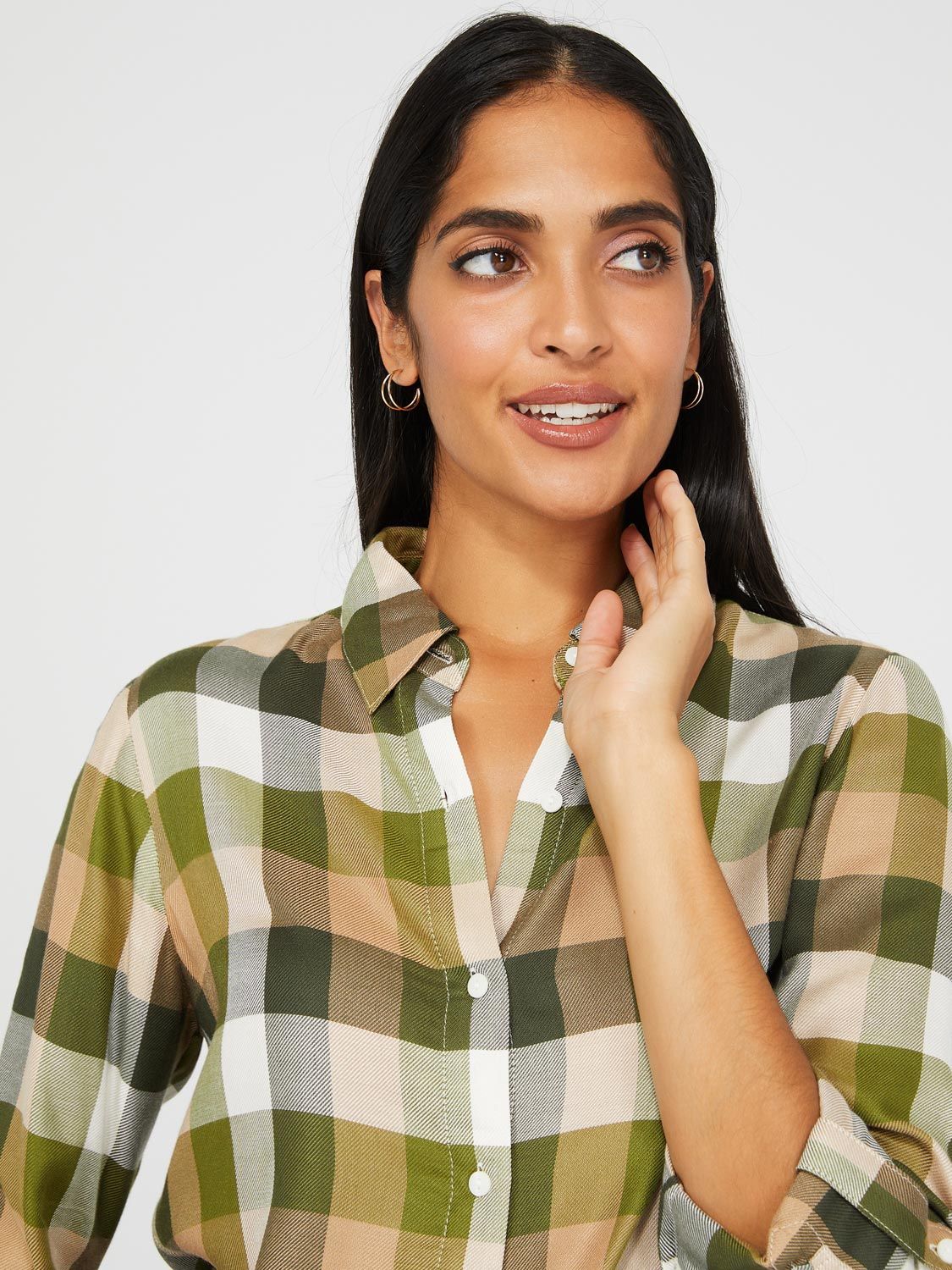Plaid Button-Front Blouse sold by Suzy Shier product image thumbnail 2