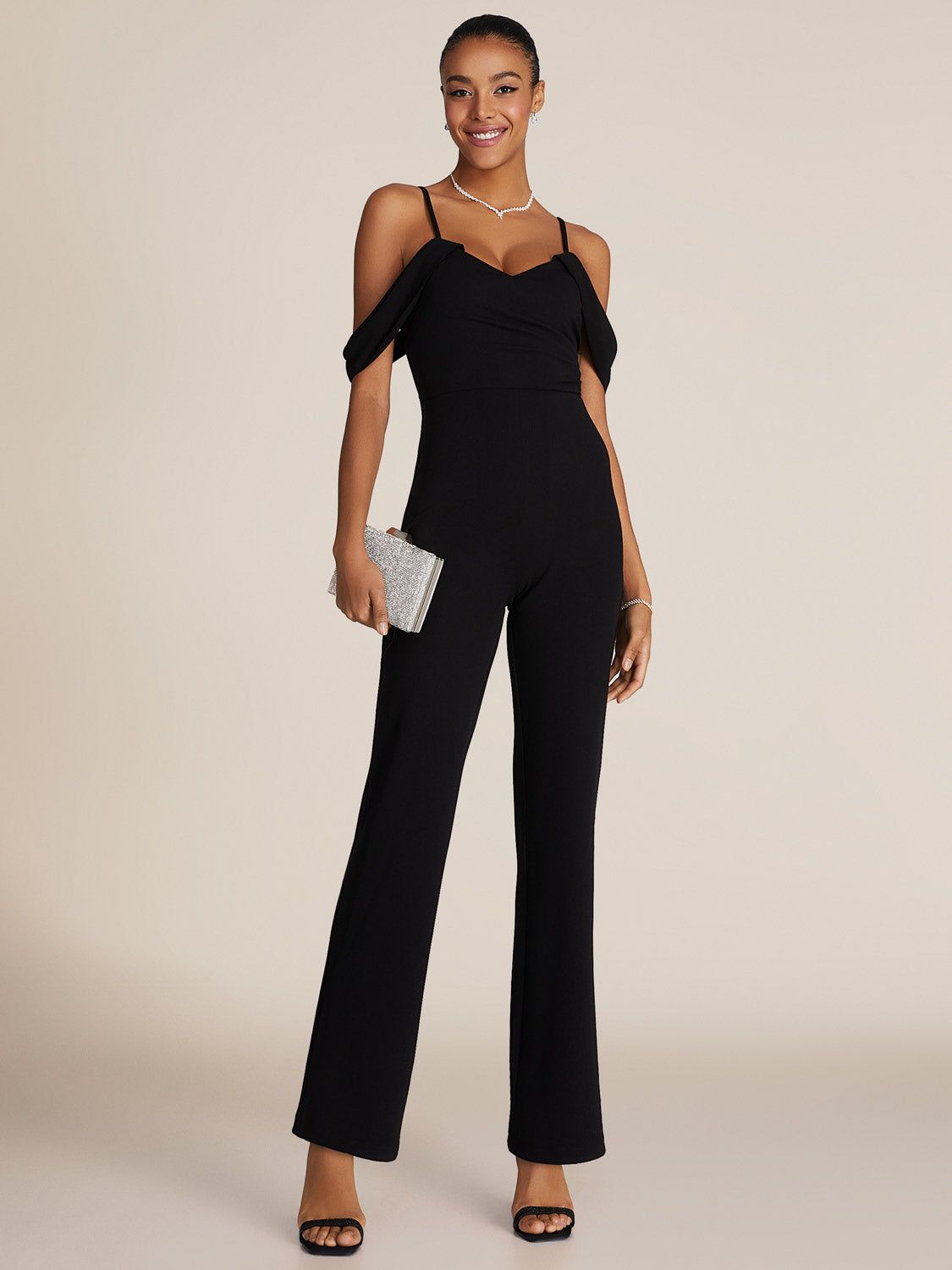 Cold-Shoulder Straight Leg Jumpsuit sold by Suzy Shier product image thumbnail 9