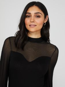 Mesh Mock Neck Sweetheart Top sold by Suzy Shier