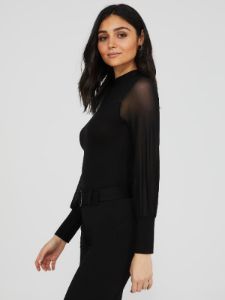 Mesh Mock Neck Sweetheart Top sold by Suzy Shier