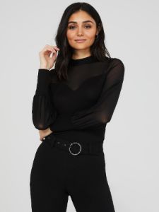 Mesh Mock Neck Sweetheart Top sold by Suzy Shier