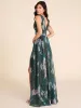 Floral Print V-Neck Metallic Crinkle Knit Gown sold by Suzy Shier