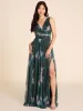Floral Print V-Neck Metallic Crinkle Knit Gown sold by Suzy Shier