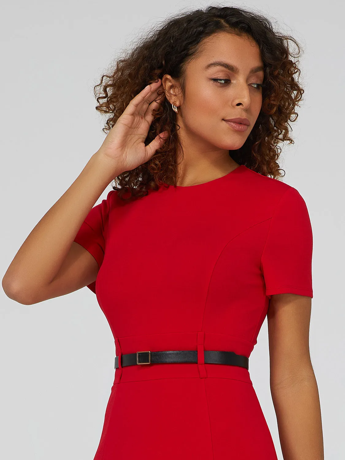 Short Sleeve Midi Dress With Belt sold by Suzy Shier product image thumbnail 2