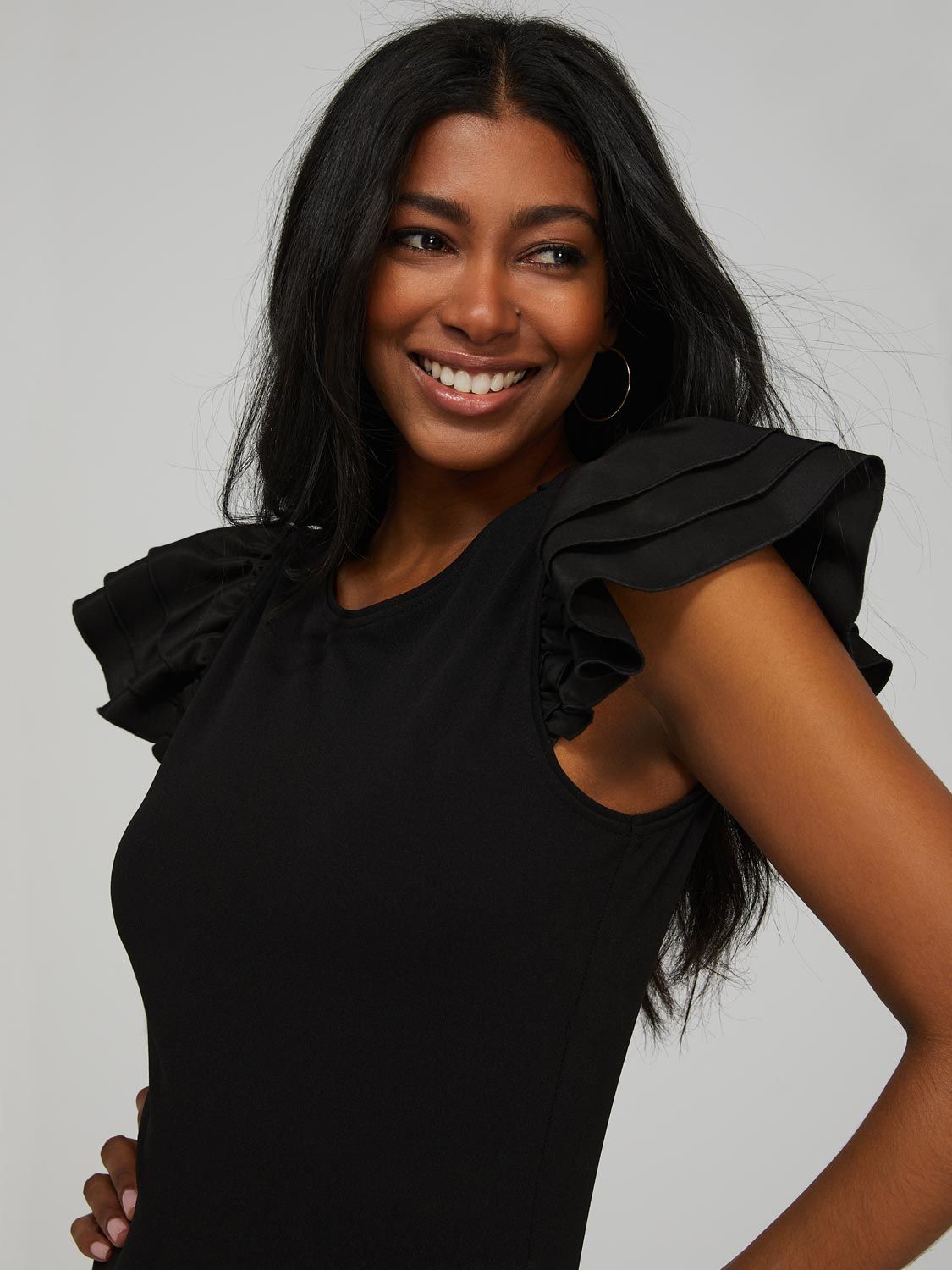 Ruffle Cap Sleeve Bodysuit sold by Suzy Shier product image thumbnail 7