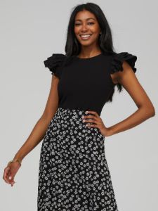 Ruffle Cap Sleeve Bodysuit sold by Suzy Shier