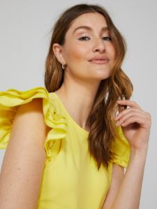 Ruffle Cap Sleeve Bodysuit sold by Suzy Shier