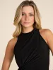 Sleeveless Mock Neck Fitted Midi Dress With Wrap Skirt sold by Suzy Shier