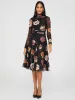 Printed Mesh Mock Neck Midi Dress With Side Pockets sold by Suzy Shier