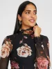 Printed Mesh Mock Neck Midi Dress With Side Pockets sold by Suzy Shier