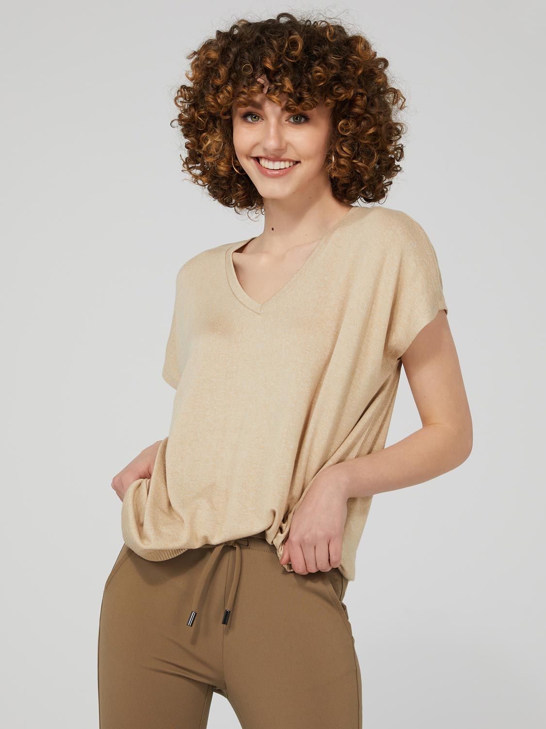 Relaxed Fit Short Sleeve V-Neck Top sold by Suzy Shier product image thumbnail 2