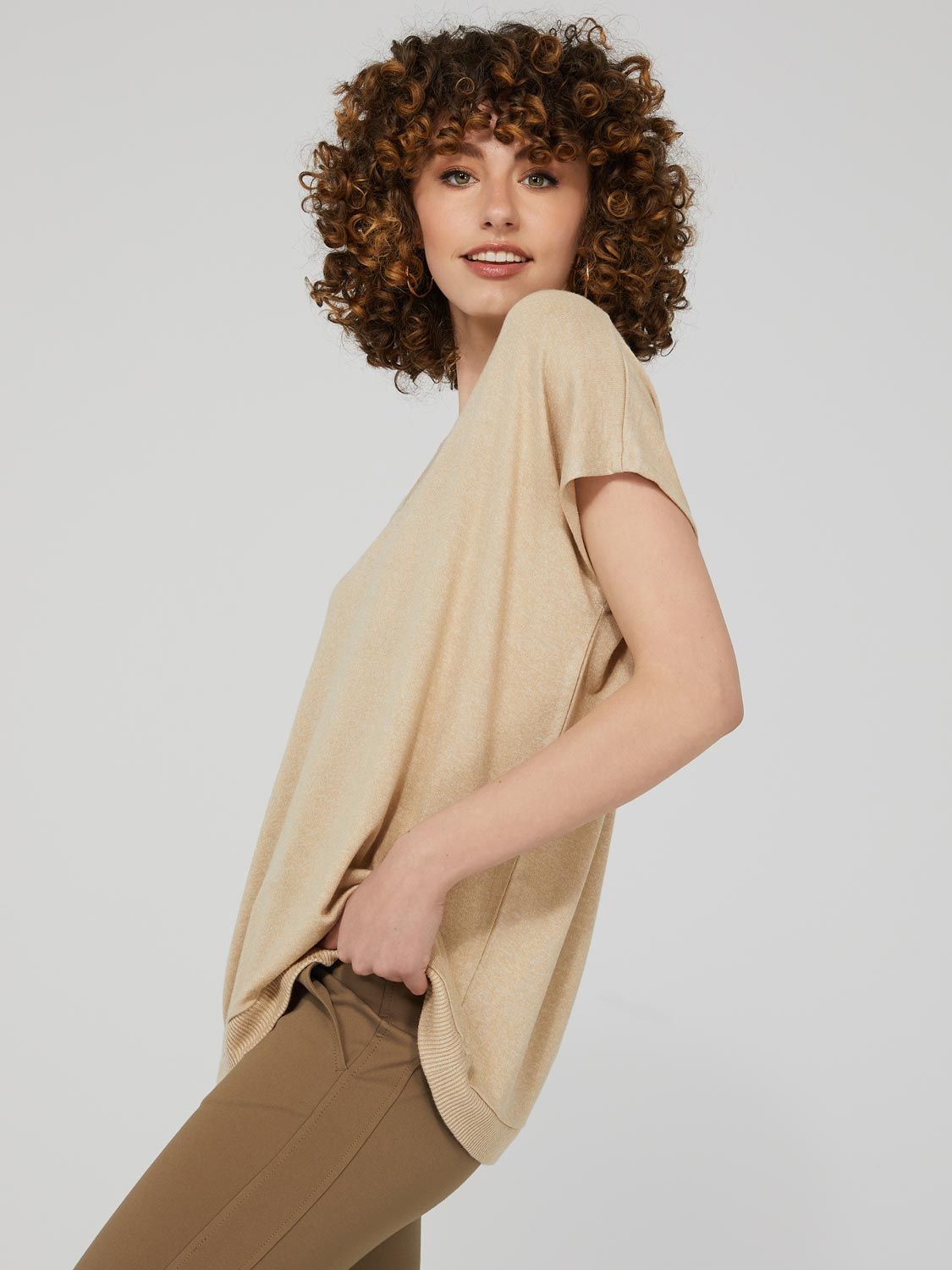 Relaxed Fit Short Sleeve V-Neck Top sold by Suzy Shier product image thumbnail 4