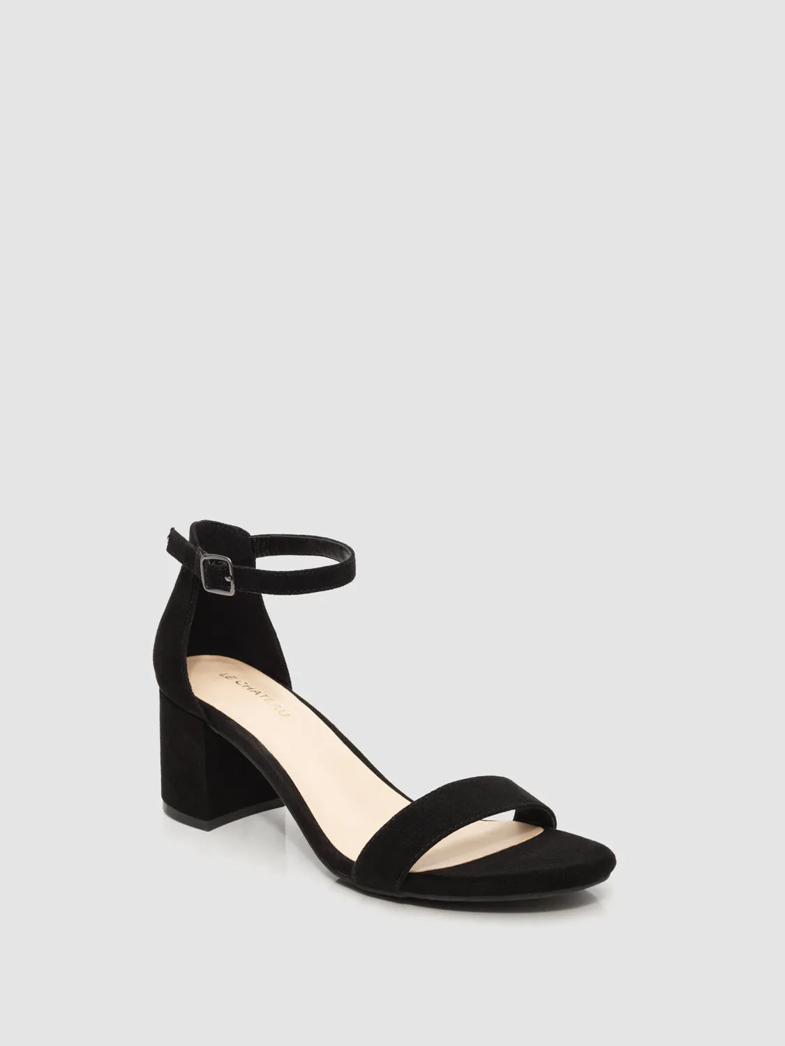 Round Toe Faux Leather Mid Block Heel Sandal sold by Suzy Shier product image thumbnail 2