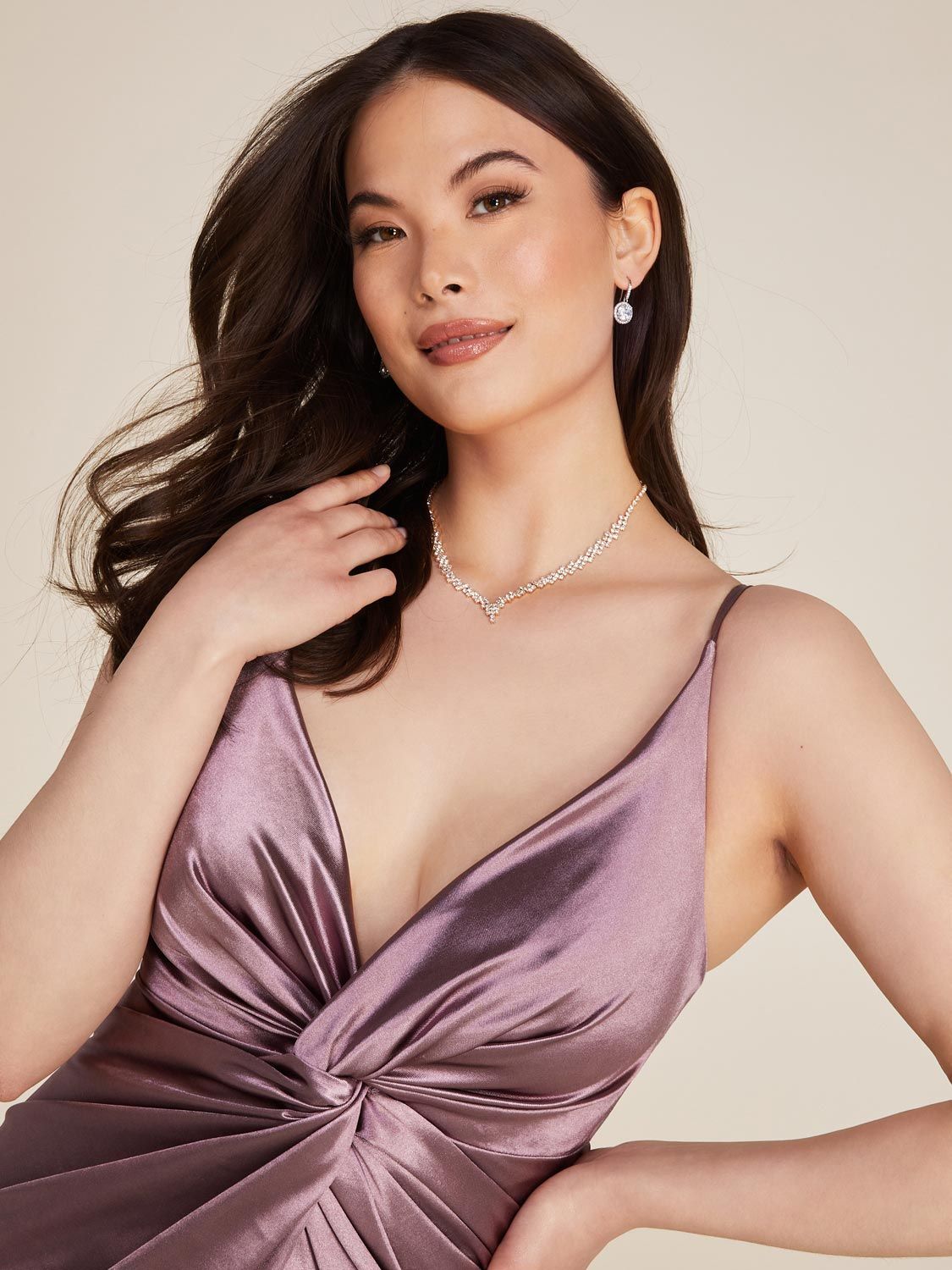 Sleeveless Satin Gown With Waist Twist Knot sold by Suzy Shier product image thumbnail 3