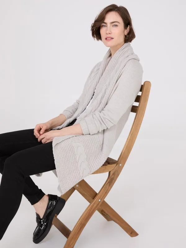 Cable Knit Shawl Cocoon Cardigan sold by Suzy Shier